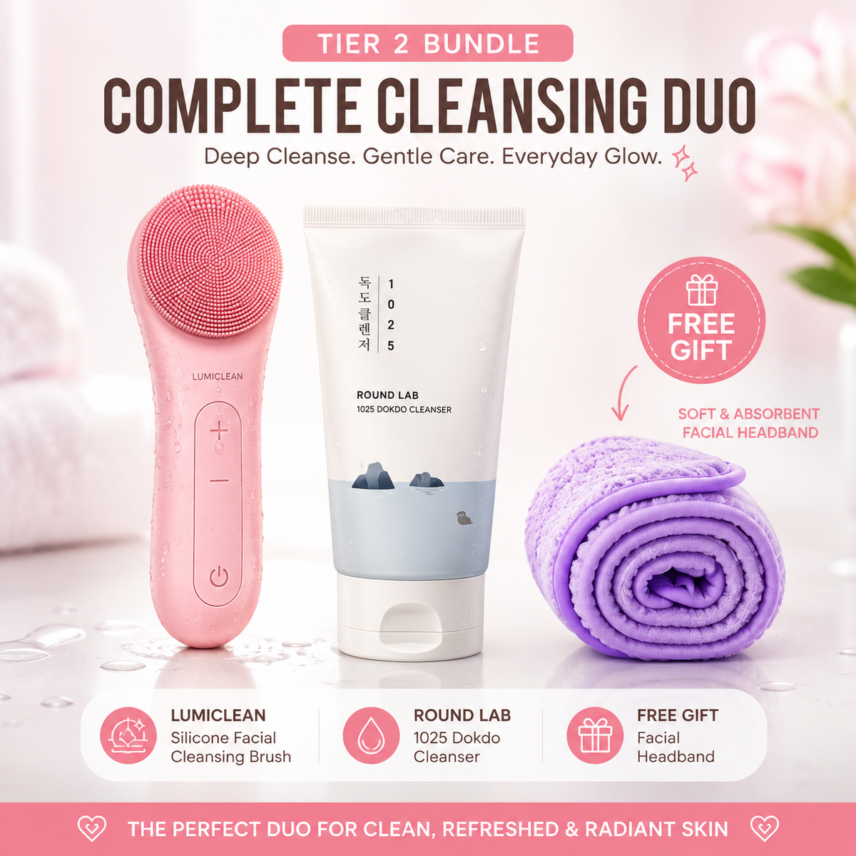 LumiClean™ Sonic Silicone Facial Cleansing Brush