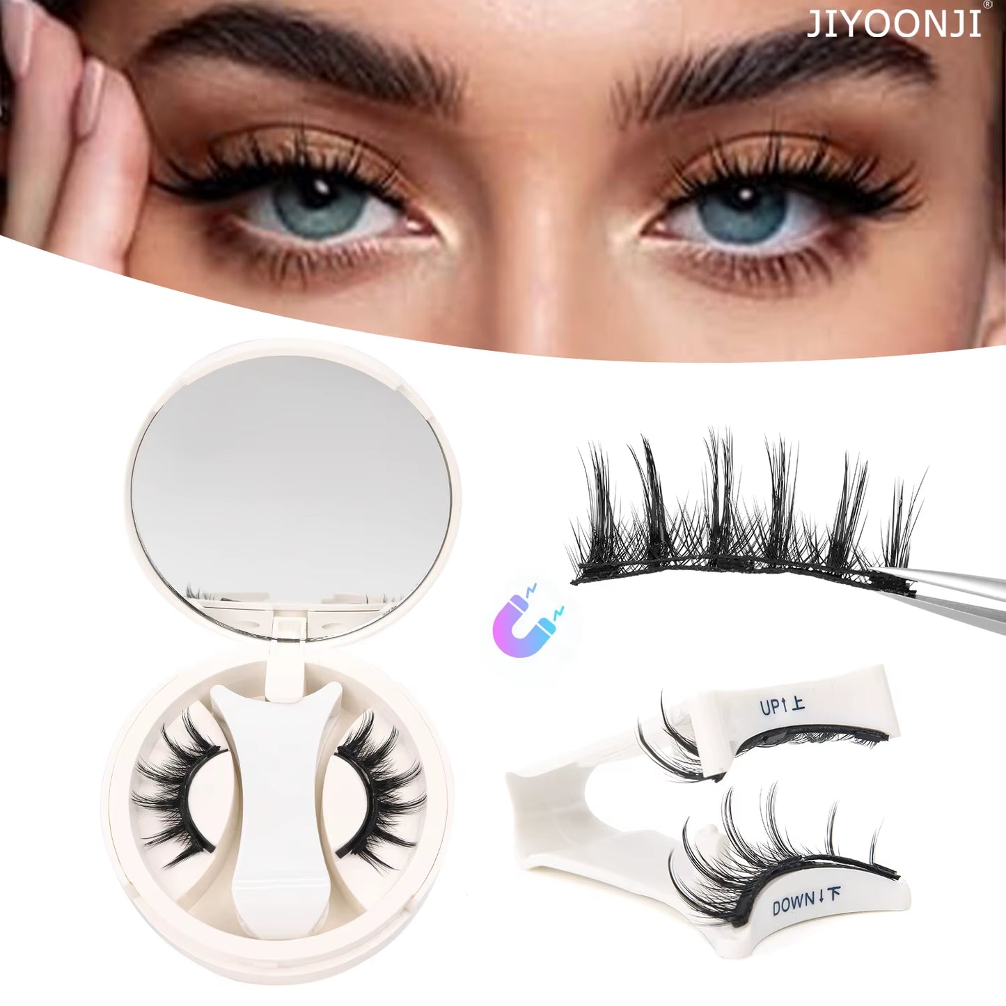 Magnetic Eyelashes with Applicator 1 Pairs Natural Look Magnetic Lashes No Glue Needed Reusable Eyelashes Soft with Applicator