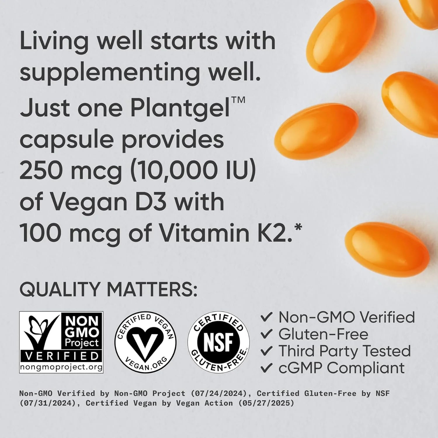Elevate Your Wellness with Sports Research Vegan Vitamin D3 + K2 - 10,000 IU Plant-Based Power for Immune and Bone Support - 60 Softgels