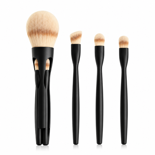 4-in-1 Travel Makeup Brush Set with Cosmetic Pouch