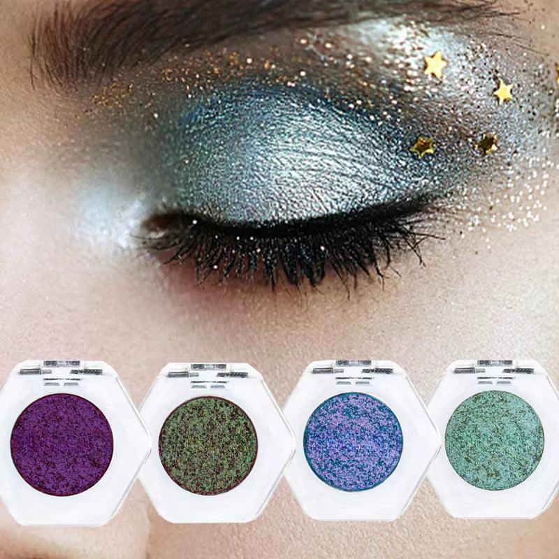 12-Color Chameleon Glitter Eyeshadow Palette – Long-Lasting Pearlescent Shimmer for Color-Shifting, Dazzling Eye Makeup