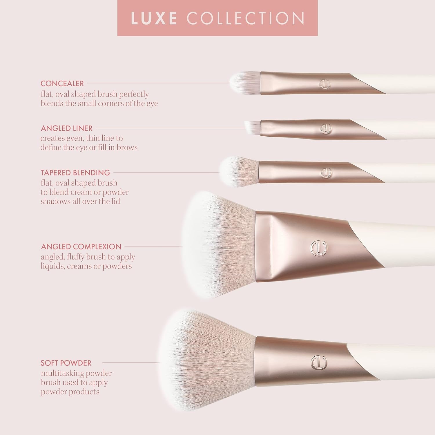 Elevate Your Beauty Routine with the Luxe Natural Elegance 5-Piece Professional Makeup Brush Set – Perfect for Flawless Face, Cheek, and Eye Makeup!