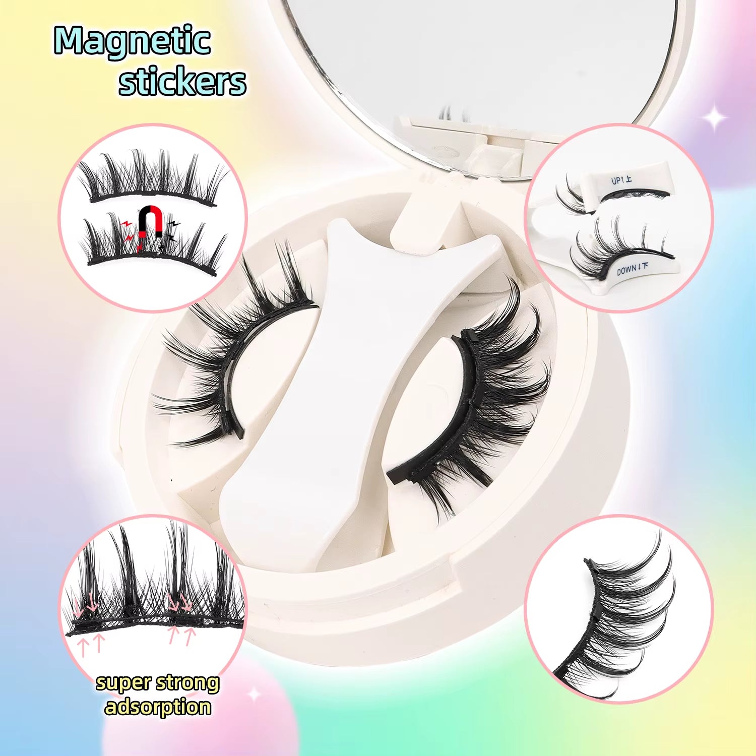 Magnetic Eyelashes with Applicator 1 Pairs Natural Look Magnetic Lashes No Glue Needed Reusable Eyelashes Soft with Applicator