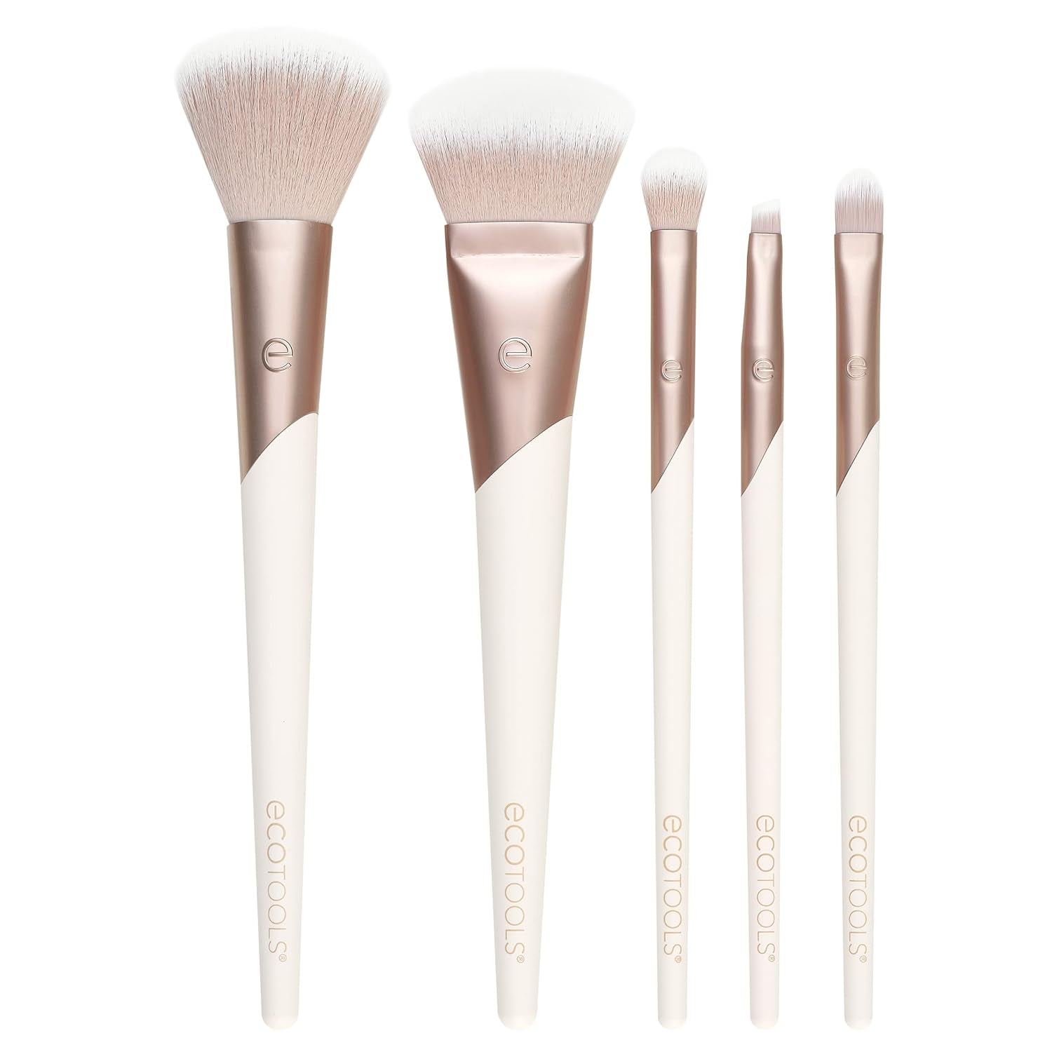 Elevate Your Beauty Routine with the Luxe Natural Elegance 5-Piece Professional Makeup Brush Set – Perfect for Flawless Face, Cheek, and Eye Makeup!