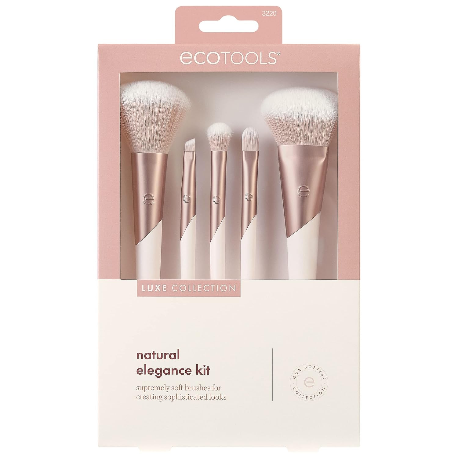 Elevate Your Beauty Routine with the Luxe Natural Elegance 5-Piece Professional Makeup Brush Set – Perfect for Flawless Face, Cheek, and Eye Makeup!