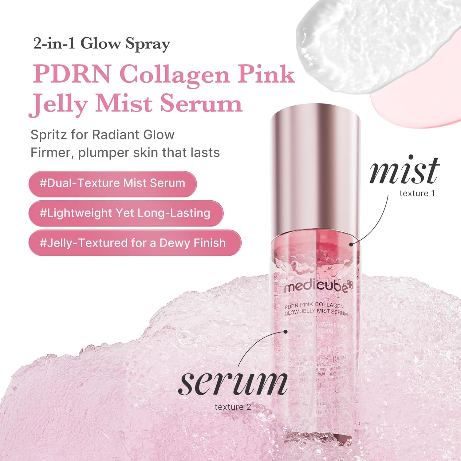 Transform Your Skin with Pink PDRN Collagen Glow Jelly Mist Serum – A Dual-Texture Wonder for Deep Hydration, Radiance, and Plump-Looking Skin!