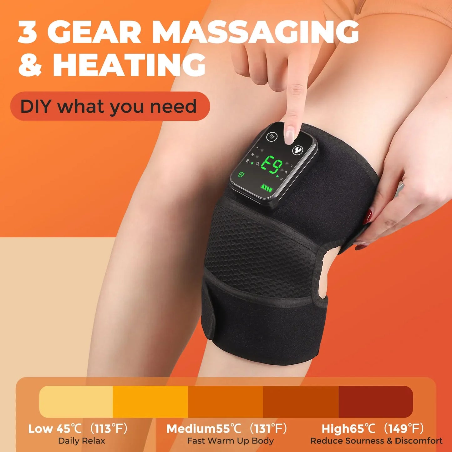Experience Ultimate Comfort with the 3-in-1 Electric Heated Vibration Knee Massager for Pain Relief and Relaxation
