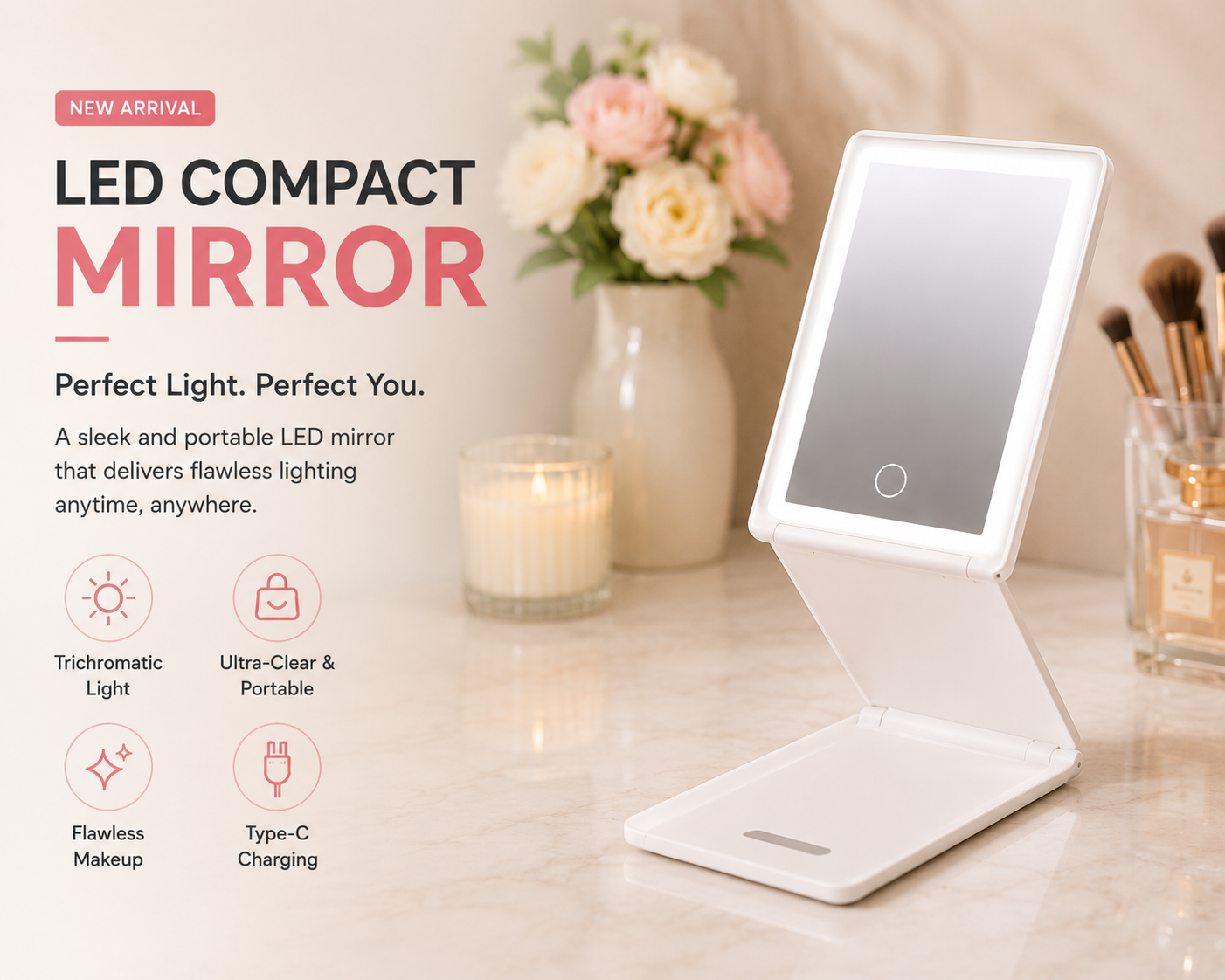 LED Compact Makeup Mirror