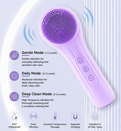 LumiClean™ Sonic Silicone Facial Cleansing Brush | Rechargeable Deep Pore Cleanser