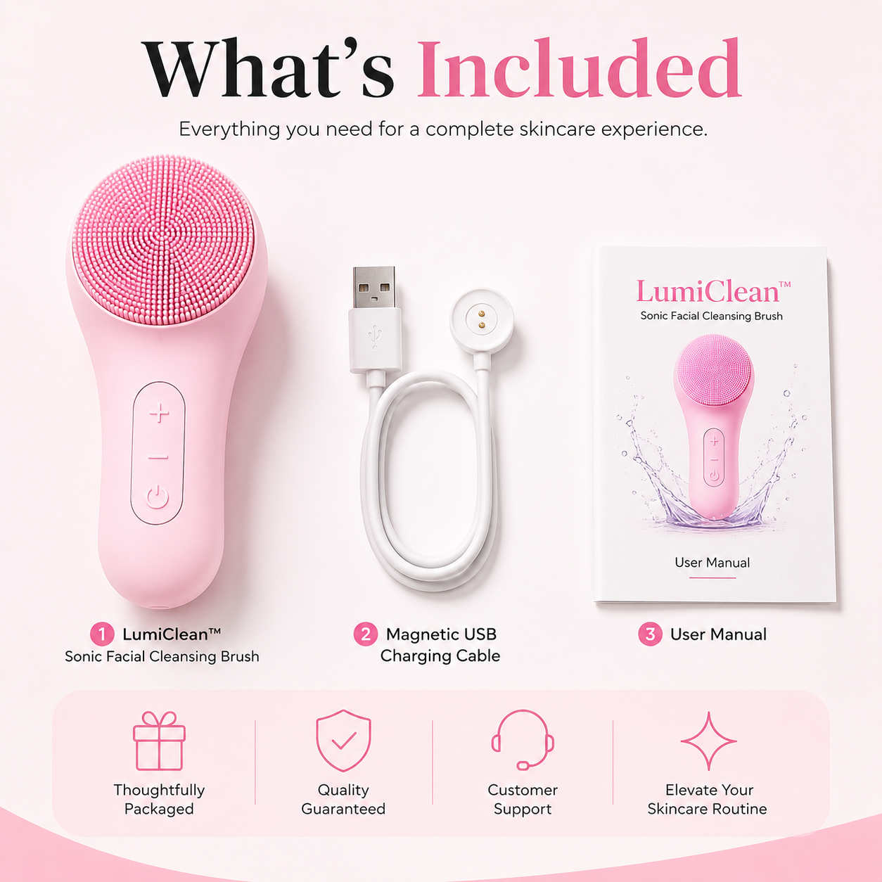 LumiClean™ Sonic Silicone Facial Cleansing Brush | Rechargeable Deep Pore Cleanser