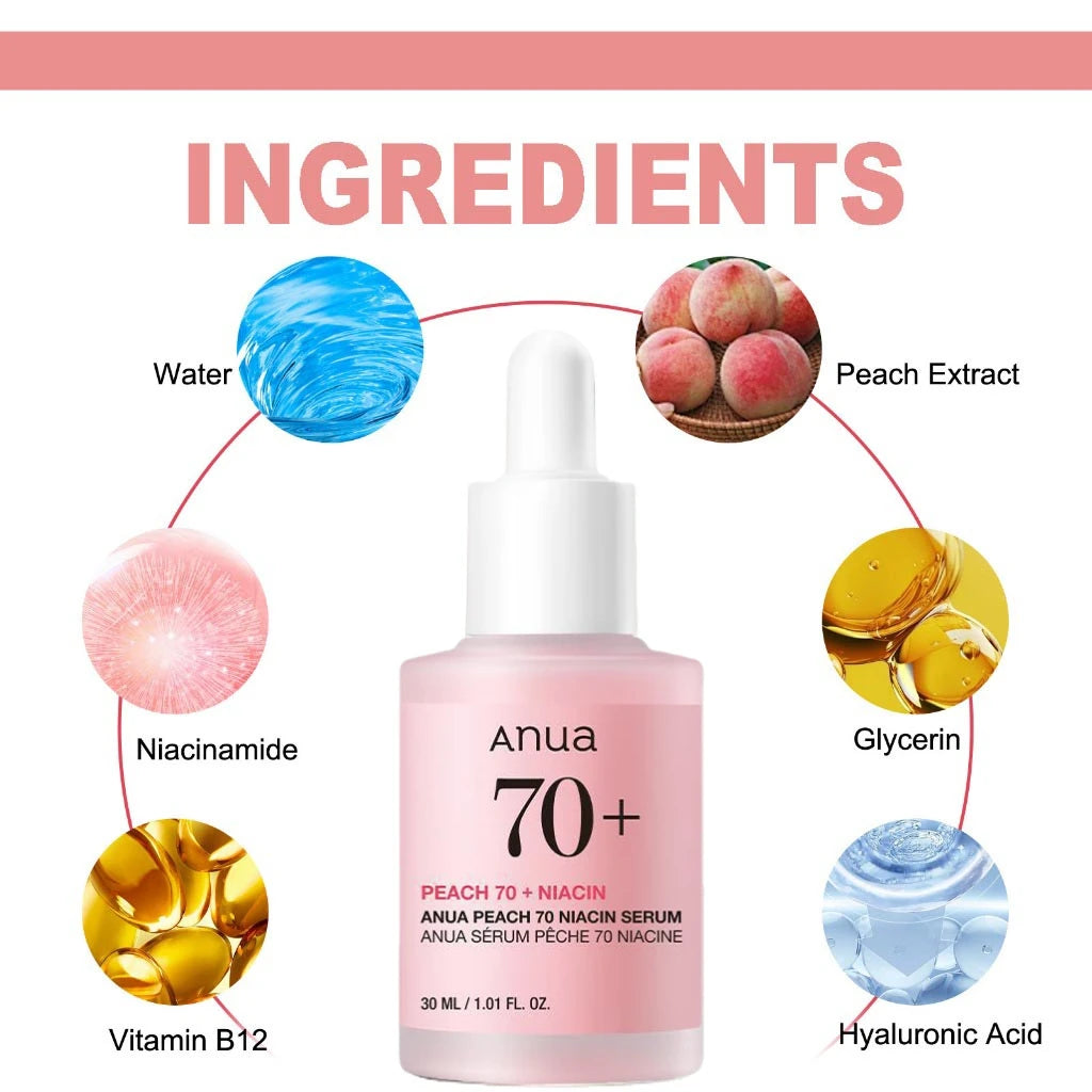 Illuminate Your Skin with Anua Peach 70 Niacinamide Face Serum - Brightening, Moisturizing, and Fine Line Reducing Essence for Daily Radiance