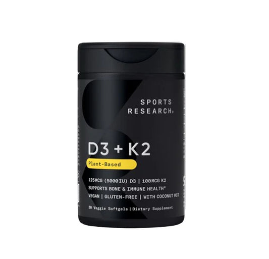 Elevate Your Wellness with Sports Research Vegan Vitamin D3 + K2 - 10,000 IU Plant-Based Power for Immune and Bone Support - 60 Softgels